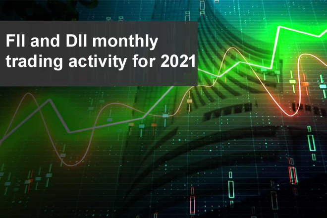 FII and DII monthly trading activity for 2021